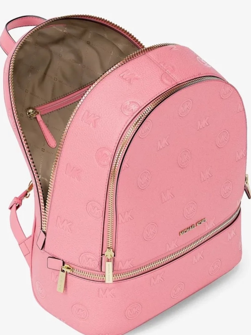 Michael Kors Pink Embossed Leather Backpack with Matching Wallet - Picture 4 of 13